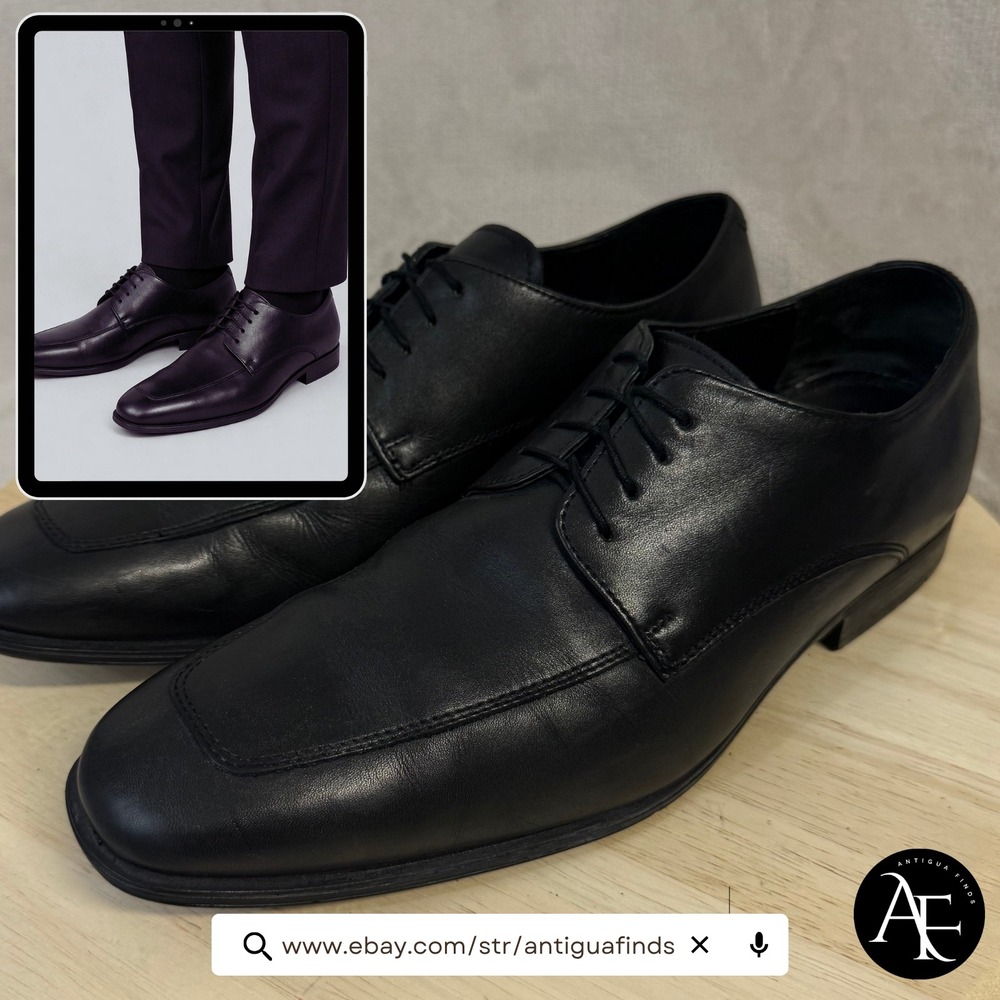 Cole Haan Mens Air Giraldo Bike‎ Toe Oxford Black Leather Dress Shoes C09851 10M